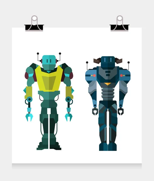 Personagens de robô com corpos inteiros —  Vetores de Stock