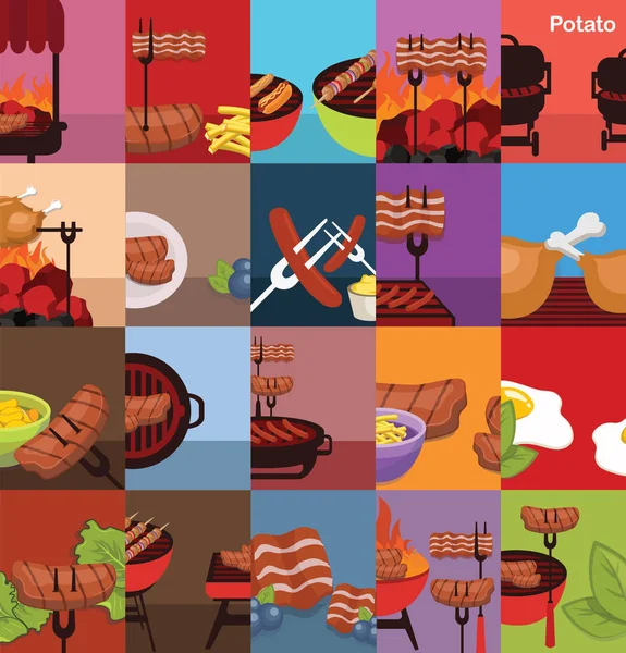 Varios platos deliciosos — Vector de stock