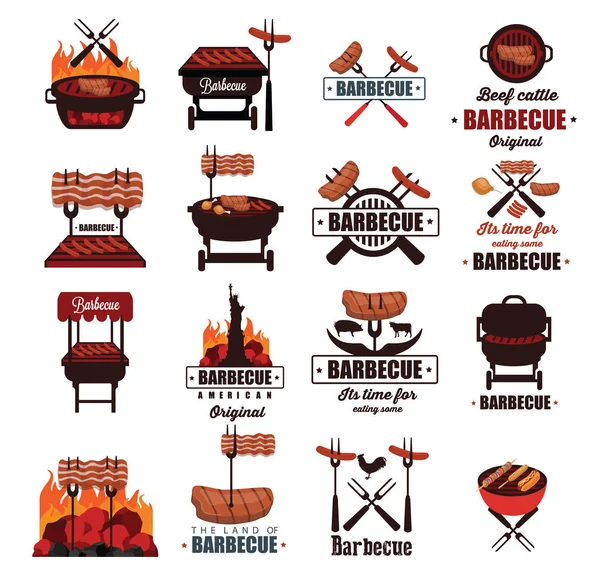 Conjunto de iconos de barbacoa — Vector de stock