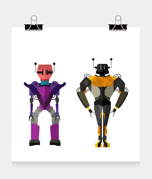 Χαρακτήρες ρομπότ με πλήρη όργανα — Διανυσματικό Αρχείο