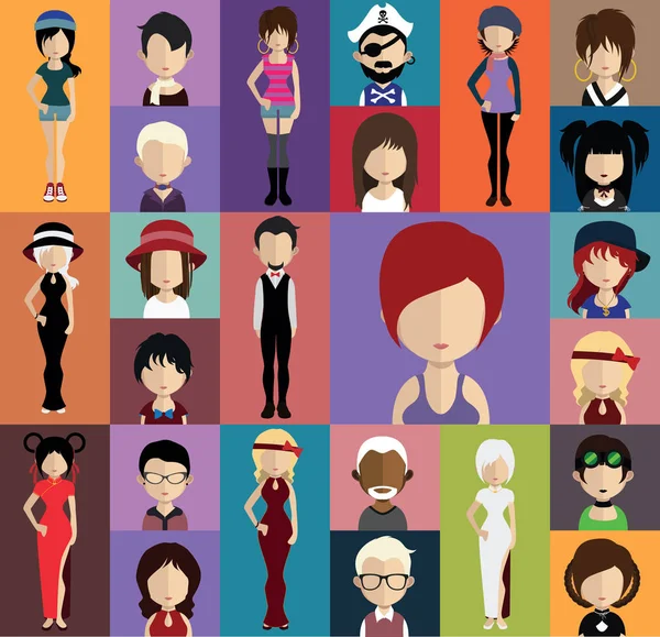 Set of different user avatars — Stock Vector