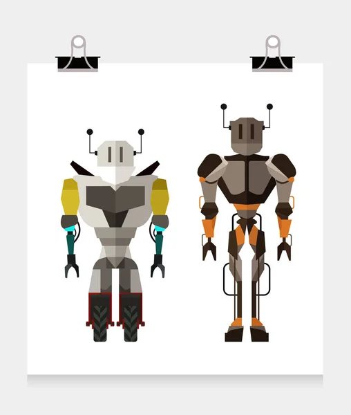 Robot karakterek teljes szervekkel — Stock Vector