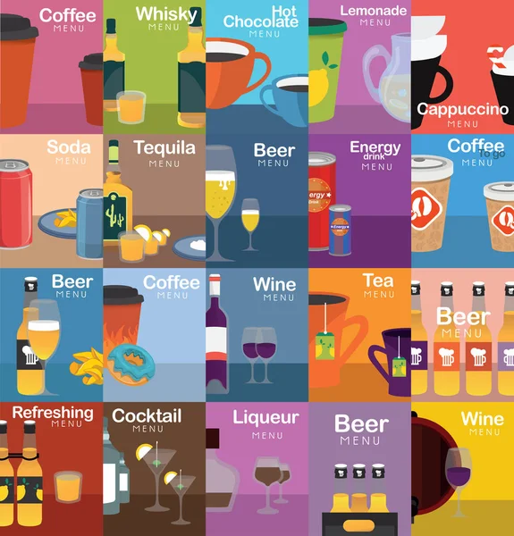 Drink set voor menu — Stockvector