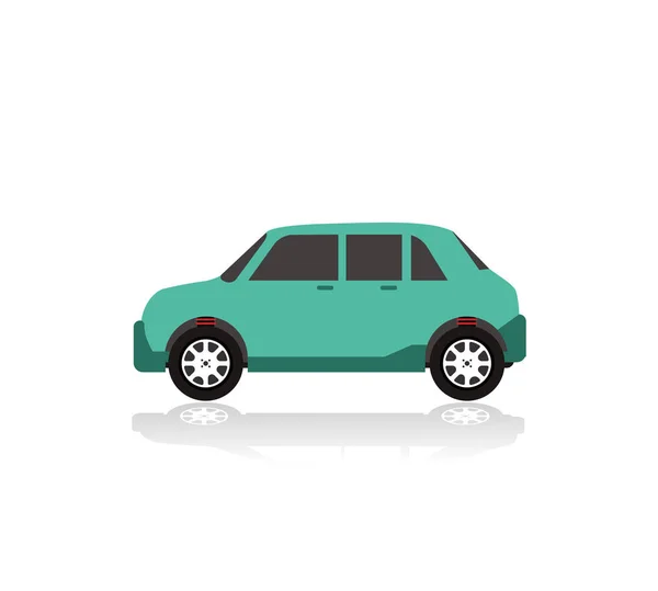 Coche verde sobre blanco — Vector de stock