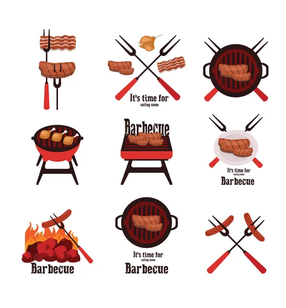 Conjunto de iconos de barbacoa — Vector de stock