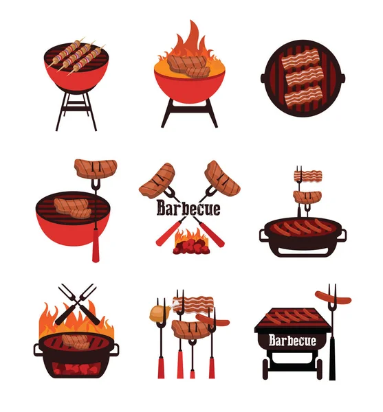 Set van iconen van de barbecue — Stockvector