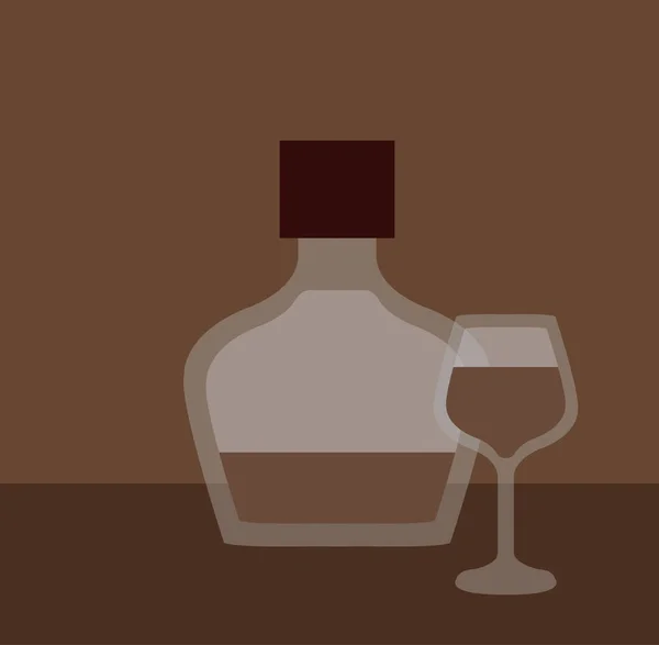 Verre et bouteille de liqueur — Image vectorielle