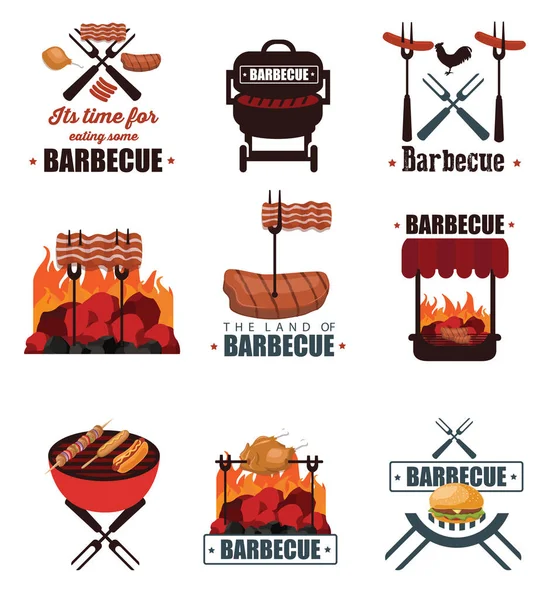 Conjunto de iconos de barbacoa — Vector de stock