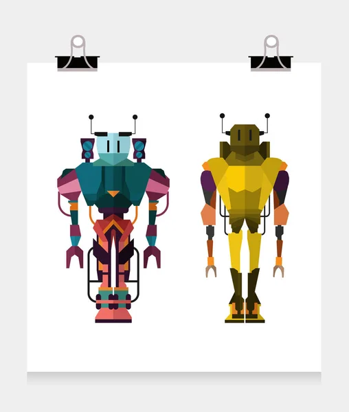Персонажи-роботы со всеми телами — стоковый вектор