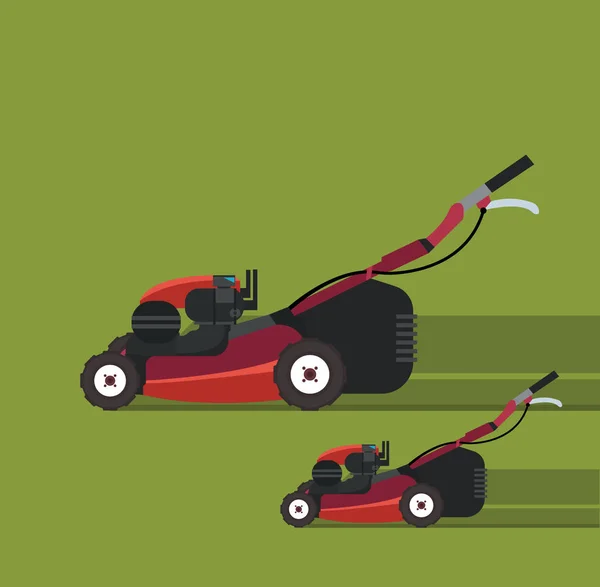 Mowing machines on green grass — Stock Vector