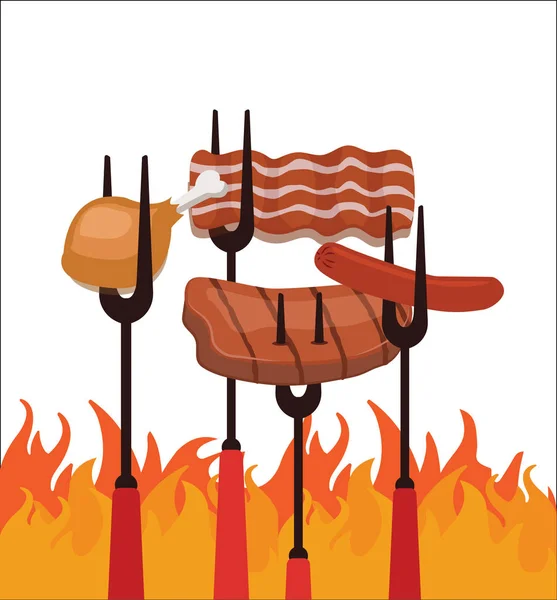 Barbecue Barbecue Biglietto d'invito alla festa — Vettoriale Stock