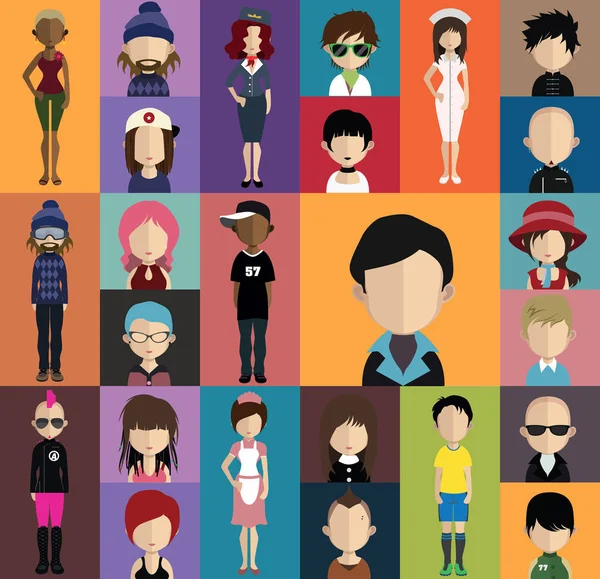 Conjunto de diferentes avatares de usuario — Vector de stock