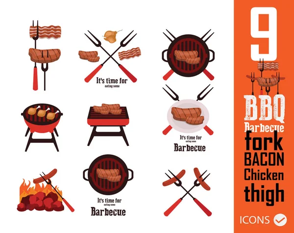 Conjunto de ícones de churrasco —  Vetores de Stock