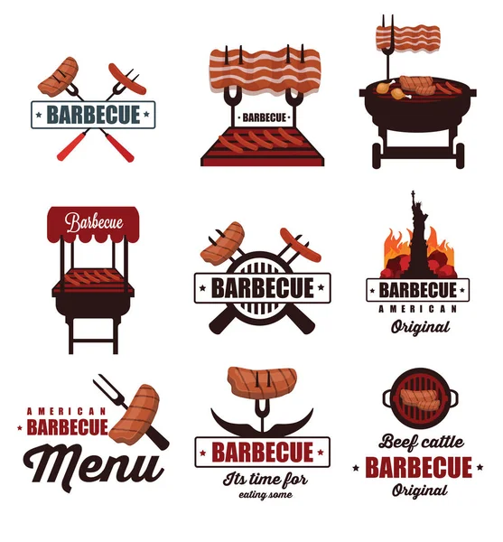 Conjunto de iconos de barbacoa — Vector de stock