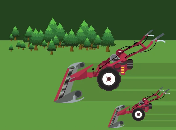 Yeşil çim biçme makineleri — Stok Vektör