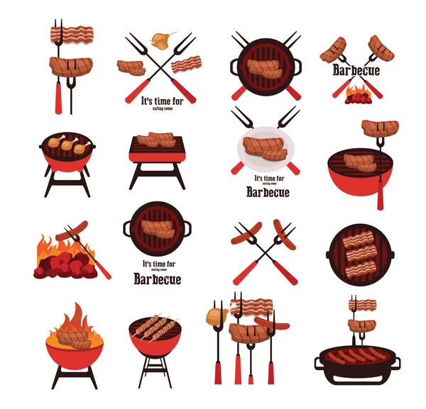 Set of barbecue icons — Stock Vector