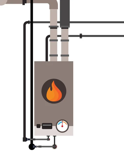 Caldeira a gás em casa de campo —  Vetores de Stock