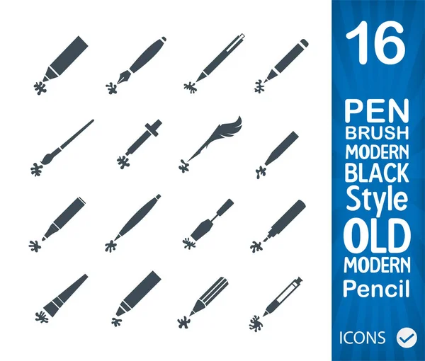 Ensemble de stylos et crayons différents — Image vectorielle