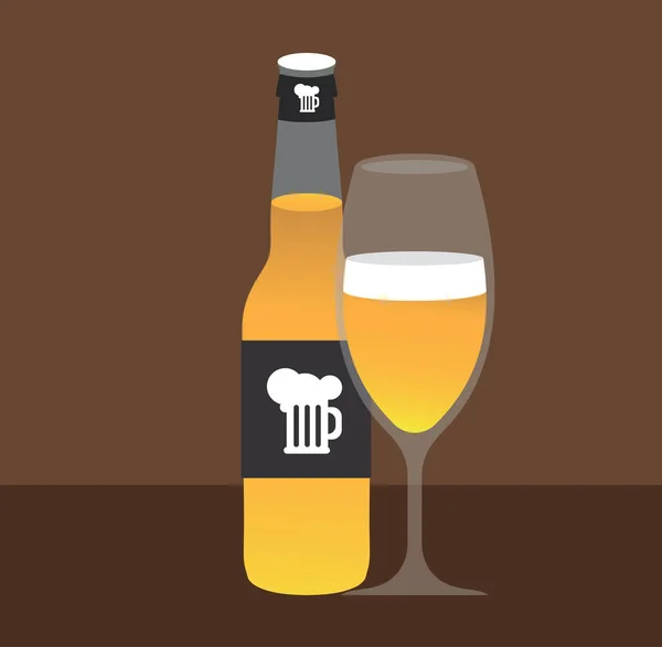 Bicchiere e bottiglia di birra — Vettoriale Stock