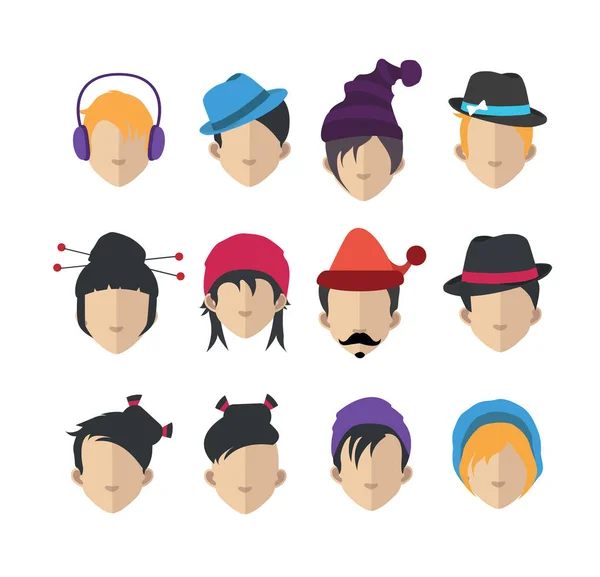 Set of different user avatars — Stock Vector