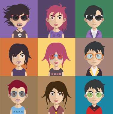 erkek ve kadın avatarları kümesi