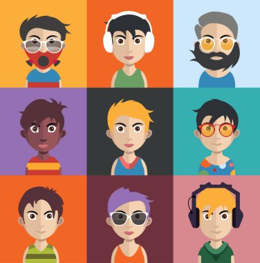 erkek ve kadın avatarları kümesi