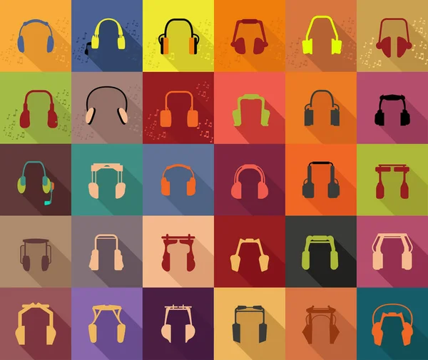 Conjunto de iconos de auriculares modernos — Archivo Imágenes Vectoriales