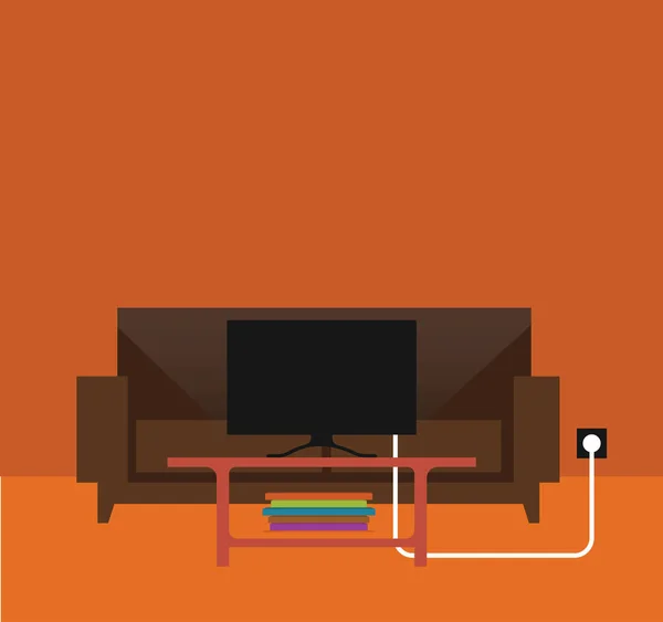 Wohnzimmereinrichtung mit Fernseher — Stockvektor