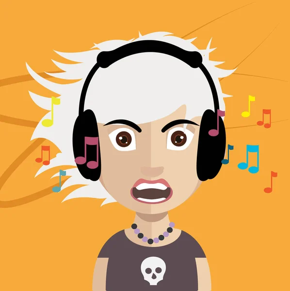 Female user avatar with headphones icon — Stock Vector