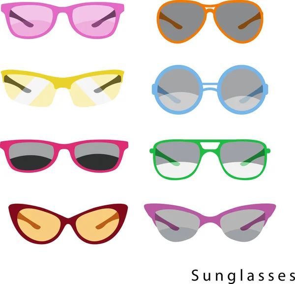 Набір сучасних сонцезахисних окулярів з тінями — стоковий вектор