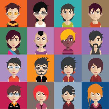 erkek ve kadın avatarları kümesi