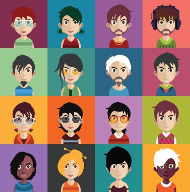 erkek ve kadın avatarları kümesi