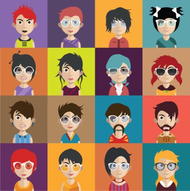 erkek ve kadın avatarları kümesi