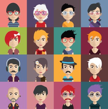 erkek ve kadın avatarları kümesi