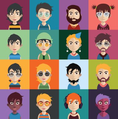 erkek ve kadın avatarları kümesi