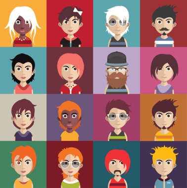 erkek ve kadın avatarları kümesi