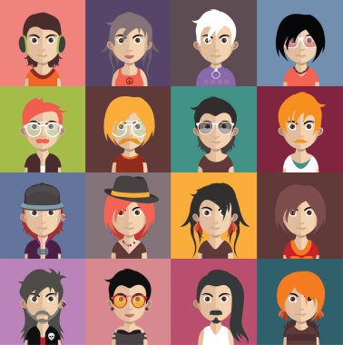 erkek ve kadın avatarları kümesi