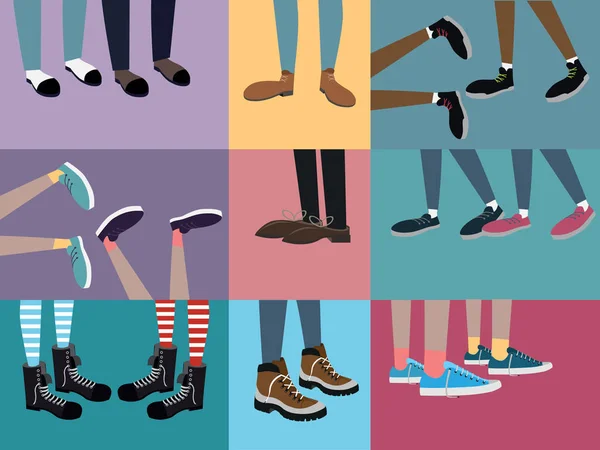 Buty i stopy na kwadraty koloru — Wektor stockowy