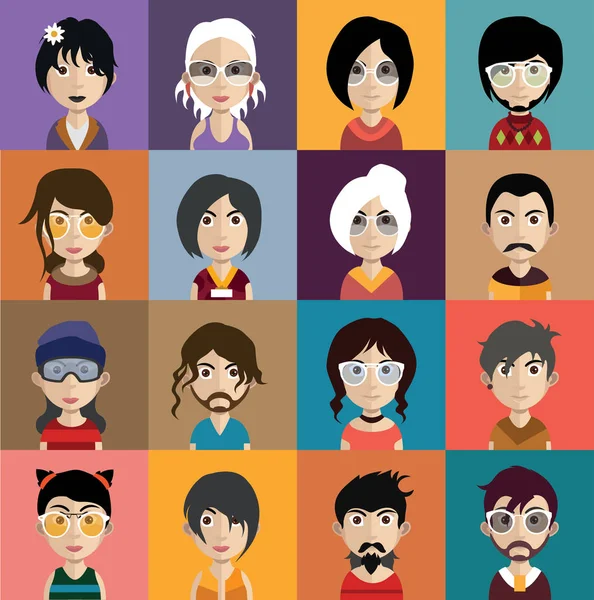 Aantal vrouwelijke en mannelijke avatars — Stockvector