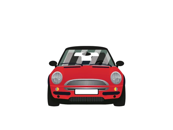 Mobil kartun merah berwarna putih - Stok Vektor