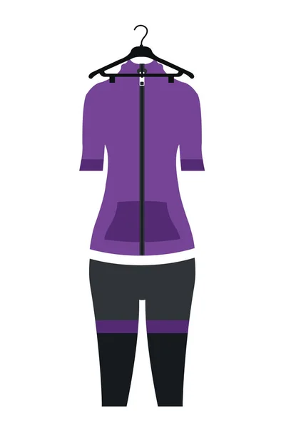 Ropa deportiva en percha — Vector de stock