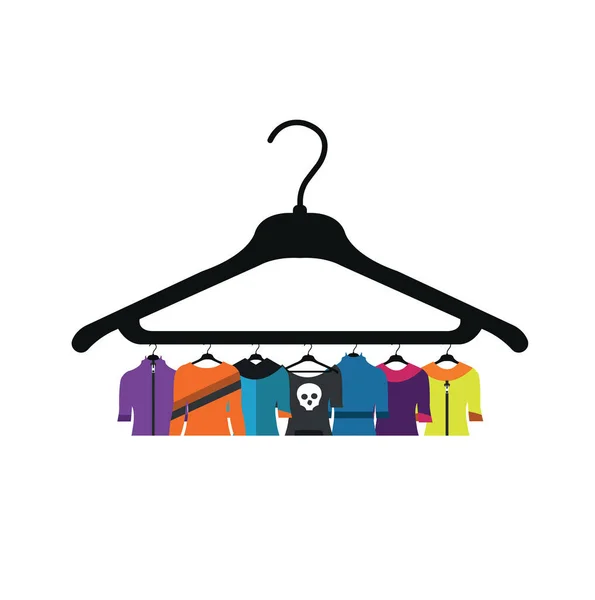 Conjunto de ropa de color en percha — Vector de stock