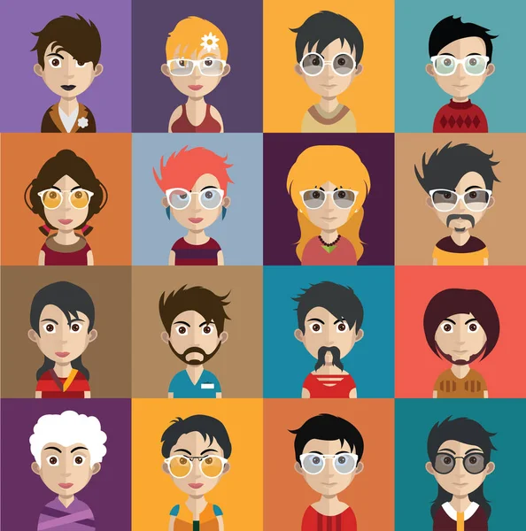 Set di avatar maschili e femminili — Vettoriale Stock