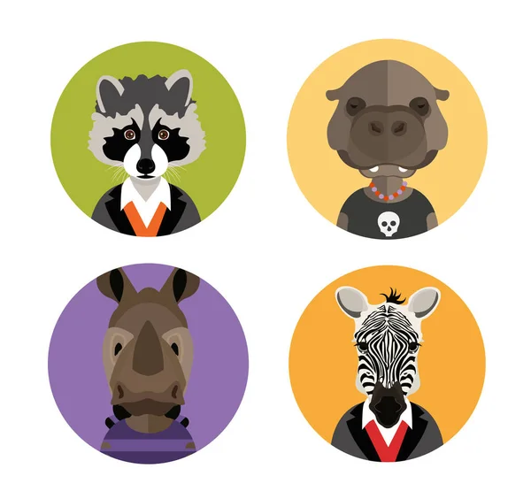 Farklı hayvan avatarları kümesi — Stok Vektör