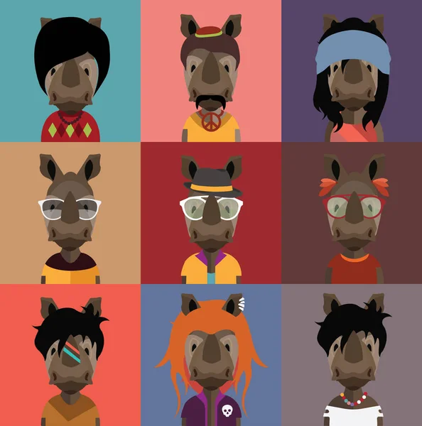 Collection d'avatars de rhinocéros — Image vectorielle