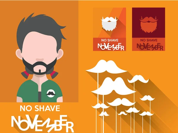 Nenhum cartaz de novembro de barba —  Vetores de Stock