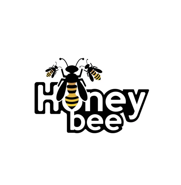 Логотип пчелы на белом — стоковый вектор
