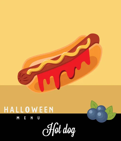 Hot dog menú de Halloween — Vector de stock
