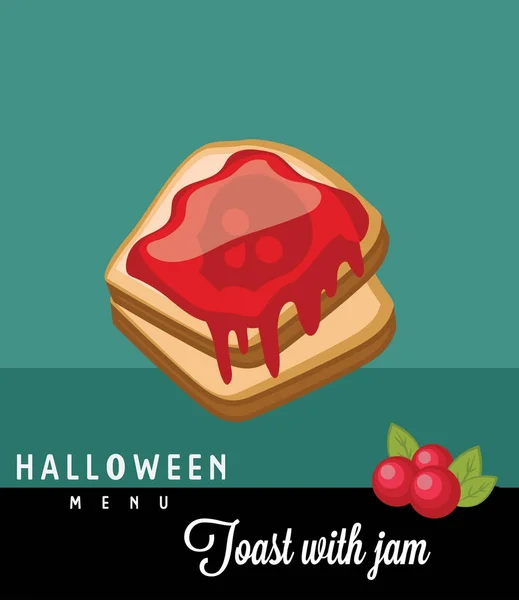 Toast with jam Halloween Menu — Stock Vector