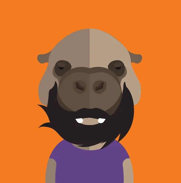 Söt flodhäst avatar — Stock vektor